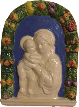 Madonna Robbiana con Bambino – toskanische Keramikkunst im Stil der Della-Robbia-Tradition